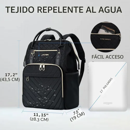 Miniatura 2 de KROSER Mochila para Laptop de 17" Elegante Mochila Repelente al Agua Mochila Casual Universitaria de Día con Puerto USB Bolsa de Trabajo de Viaje
