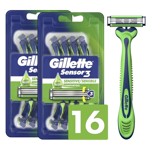 Miniatura 10 de Gillette Sensor3 Sensitive - Maquinillas de afeitar desechables para hombre, 12