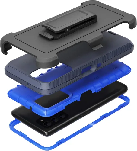 Miniatura 10 de Funda compatible con Samsung Galaxy A03s, con clip para cinturón, resistente, a prueba de golpes, protección de cuerpo completo para teléfono Negro