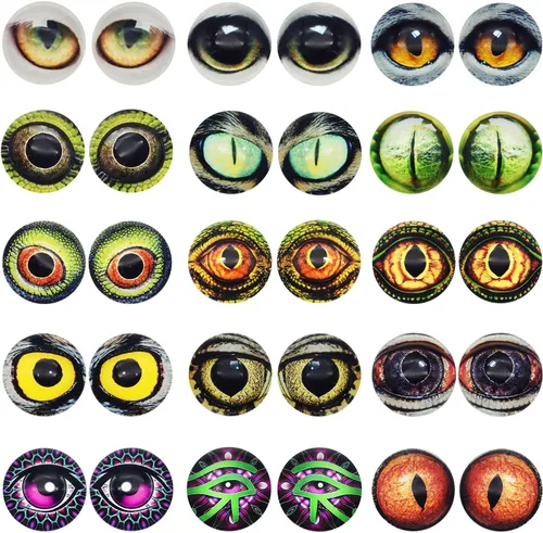 Miniatura 5 de 100 piezas de búho, serpiente, lagarto, ojos de animales, cabujón de cristal para hacer muñecas de arcilla, esculturas, accesorios