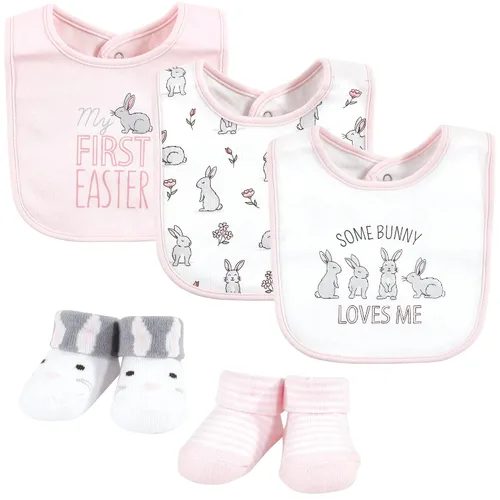 Miniatura 49 de Hudson Baby Conjunto de babero y calcetines unisex de algodón para bebé, Tamaño único Chica Calabaza
