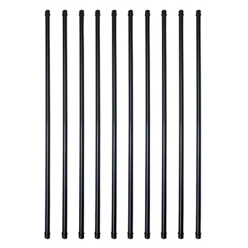 Paquete de 10 balaustres redondos de 3/4 pulgadas x 26 pulgadas de largo, con revestimiento negro liso estándar para escaleras, porche