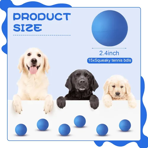 Miniatura 2 de Hiboom Paquete de 15 pelotas de tenis de goma natural para perros que atrapan mascotas, pelotas para entrenamiento de búsqueda de mascotas de 2.4