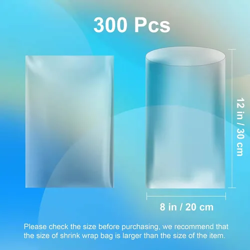Miniatura 7 de AOUKAR Bolsas retráctiles, 200 unidades de 8 x 12 pulgadas de PVC transparente para zapatos, bombas de baño, película DVD/CD, regalo, velas, tarros