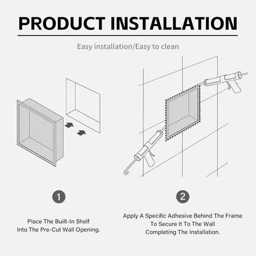 Miniatura 6 de Soporte de papel higiénico empotrado, nicho de acero inoxidable para ducha, soporte para rollo de papel higiénico en pared con almacenamiento, nicho