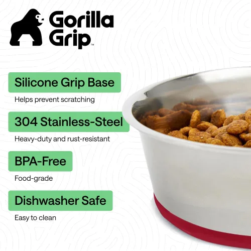 Miniatura 2 de GORILLA GRIP Tazones para perros, acero inoxidable 304 de grado alimenticio, capacidad para 2 tazas cada uno (16 onzas líquidas) para alimentos