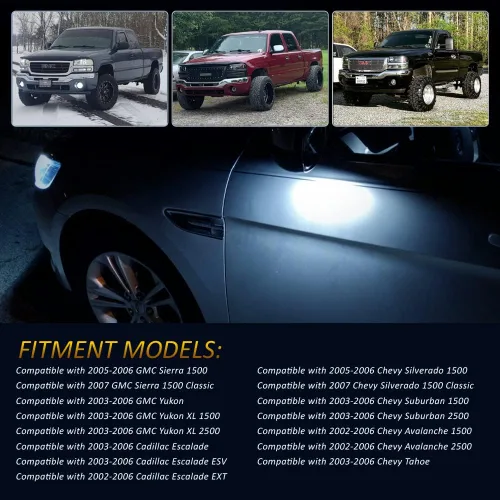 Miniatura 4 de D-Lumina Luces LED de espejo compatibles con Chevy Silverado GMC Sierra 1500 Tahoe Suburban Avalanche 1500 2500 Cadillac Escalade ESV EXT Yukon XL