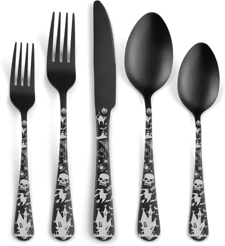 Miniatura 10 de Skull Cuchillos Dentados Ultra Afilados 2-EN-1, Juego de Cuchillos de Chef Cuchillos Dentados de 12 - Colección de Diseño Profesional - Cuchillos