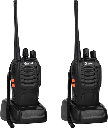 Radio de 2 vías Walkie Talkie de largo alcance con auricular UHF de 16 canales 400-470 MHz (paquete de 2)