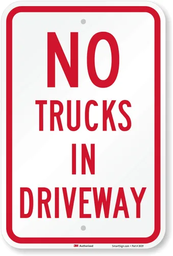SmartSign - K2-0772-HI-12x18 No Trucks In Driveway Sign By | Aluminio reflectante de grado de alta intensidad 3M de 12" x 18"