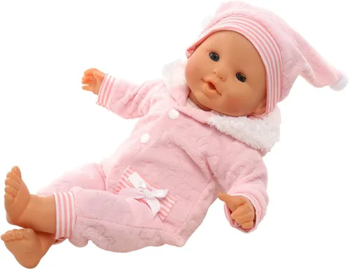 Miniatura 7 de Miunana Ropa de muñeca de bebé de 14 a 16 pulgadas, overol rosa con capucha y gorro hecho a mano