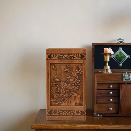 Miniatura 6 de KIMNAG Urna de cremación de madera para cenizas de madera humanas, caja decorativa, urnas funerarias para adultos, hombres y mujeres, con bolsa