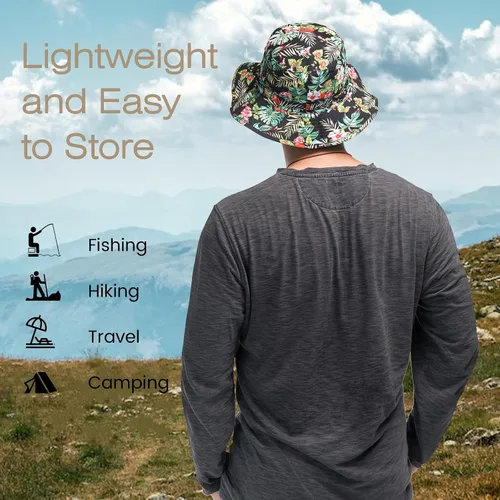 Miniatura 6 de Sombrero de pescador de ala ancha con protección UV, sombrero Boonie, sombreros de pesca, senderismo, safari, sombreros al aire libre para hombres