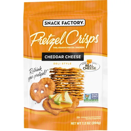 Miniatura 8 de Snack Factory Pretzel Crisps, Queso Cheddar, 7.2 Oz