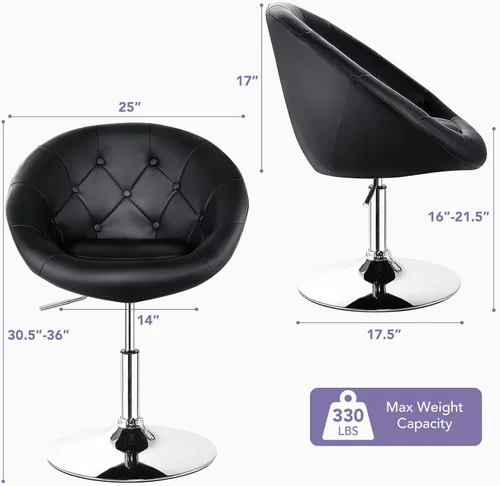 Miniatura 3 de Giantex Silla giratoria redonda de tocador, silla de maquillaje con altura ajustable y inclinación con respaldo, para uso en salones de belleza