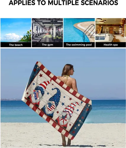 Miniatura 6 de Red Blue Farmhouse Flag Bath Towels for Bathroom Set - Luxury Microfiber Towels Gifts for Women,Quick Dry Beach Kitchen Hand Hair Face Yoga Workout