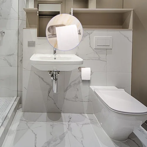 Miniatura 3 de Paquete de 2 soportes para papel higiénico autoadhesivo, soporte de pared para baño y baño, sin taladrar SUS304, plateado inoxidable Plata