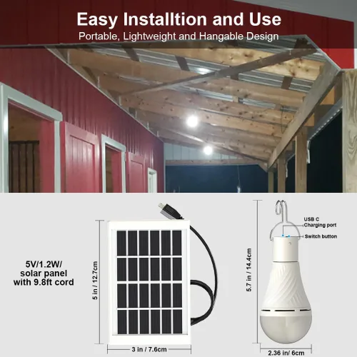Miniatura 4 de Luz solar portátil con modo de encendido y apagado automático para interiores y Chieken Coop, luces LED solares para tienda de campaña
