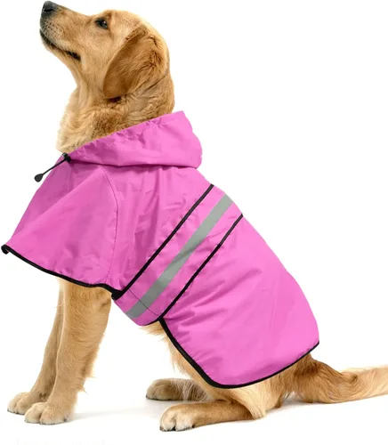 Miniatura 8 de Impermeable reflectante para perros – Impermeable ajustable para perros, impermeable ligero con capucha para perro, poncho chubasquero, chaqueta