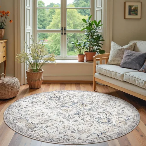 Miniatura 243 de jinchan Lima - Alfombra simétrica floral geométrica lavable, alfombra de entrada de medio círculo de 2 x 3, alfombra de media luna, suave y Azul