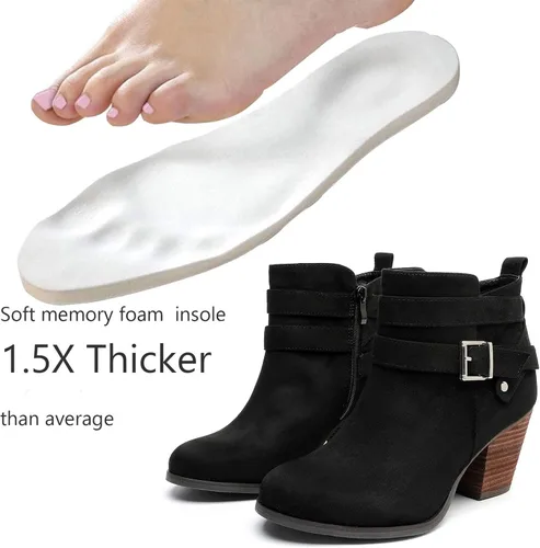 Miniatura 2 de Luoika Botines anchos para mujer, tacón medio extra ancho con cremallera lateral.