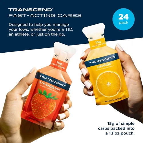Miniatura 2 de Transcend Foods Geles de fresa + naranja (1.1 onzas, paquete de 24) gel de carbohidratos de acción rápida sabor fresa y naranja, sin cafeína, sin