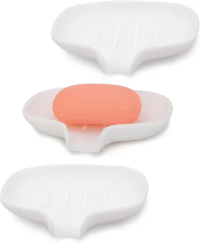Miniatura 9 de Paquete de 3 jaboneras de silicona con drenaje, soporte para jabón de barra para ducha/baño, bandeja de jabón de cascada autodrenante/ahorrador