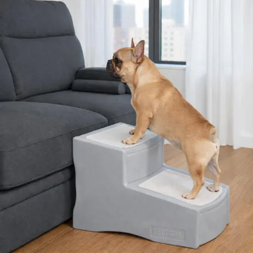 Miniatura 5 de Escalera para mascotas de 2 escalones para gatos y perros de hasta 75 libras, Chocolate