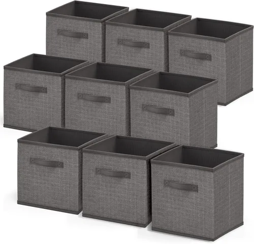 Miniatura 10 de Nestl Contenedores de almacenamiento plegables de tela, organizador de 6 cubos con asas, negro, 11 pulgadas para dormitorio, sala de juegos y más