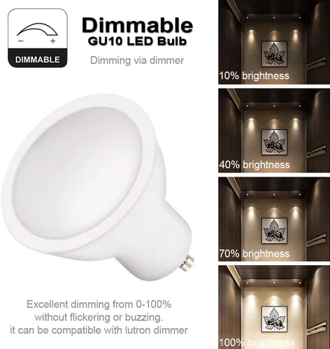 Miniatura 5 de Bombillas LED GU10 LED COB Bombilla de inundación de 5.5 W, 110 V, iluminación de pista, regulable, haz de 120°, 4 paquetes (blanco frío)