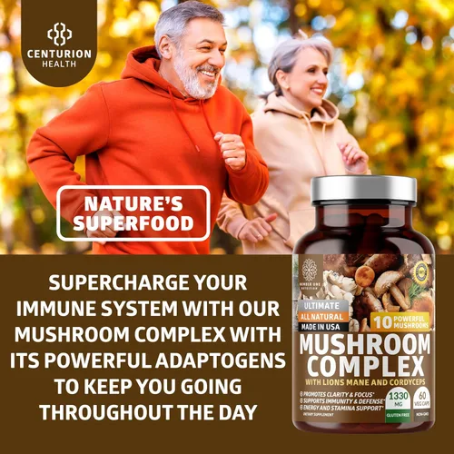Miniatura 4 de Complejo de hongos N1N Premium [10 hongos potentes] con Reishi, melena de león, cordyceps, chaga, cola de pavo y maitake para apoyar la salud