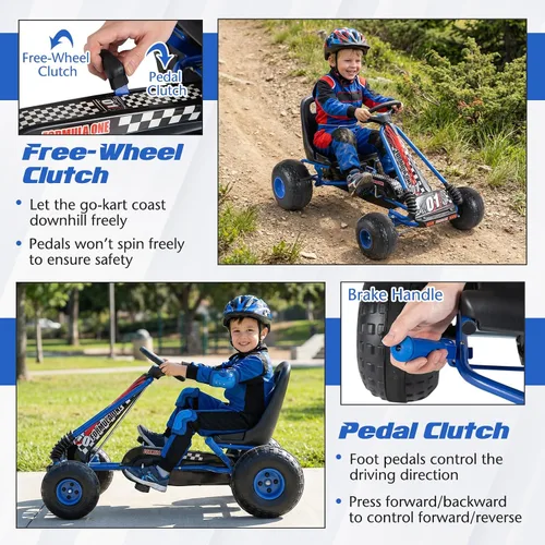 Miniatura 3 de HONEY JOY Pedal Go Kart, Go Kart de Pedal de 4 Ruedas para Niños Pequeños, Juguete de Coche de Pedal de Carreras, Adelante/Atrás, Asiento