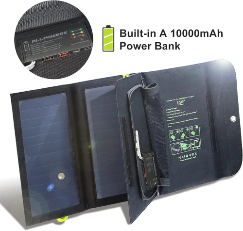 Miniatura 4 de ALLPOWERS Cargador de panel solar plegable de 21 W y 5 V, kit de carga solar SP002 con 3 salidas USB y 2 entradas USB, panel solar portátil