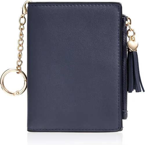 Miniatura 18 de Gostwo Billeteras pequeñas para mujer, elegante cartera para mujer con ventana de identificación, bolsillo con cremallera para monedas y borla.