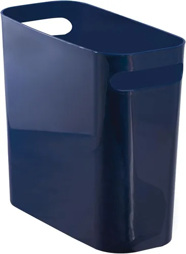 Miniatura 7 de mDesign - Pequeña papelera rectangular de plástico para basura, recipiente para basura con asas para baño, cocina, oficina en casa, dormitorio, Negro