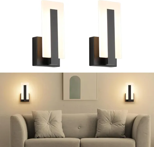Miniatura 8 de Joosenhouse Modernos apliques LED de pared arriba y abajo, luz negra de 3000 K, luces de pared blancas cálidas, juego de 2, iluminación de pared