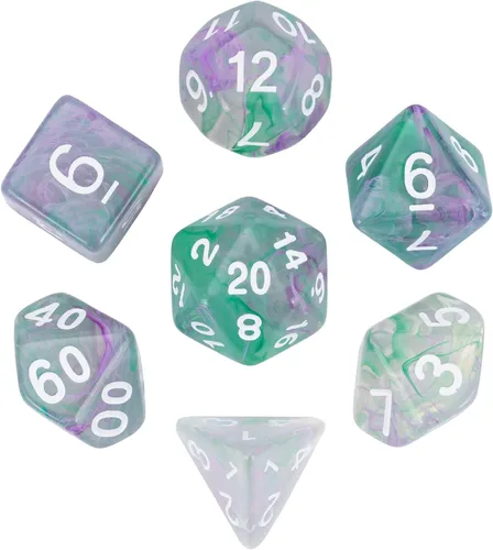 Miniatura 11 de Juego de dados DND de 7 dados poliédricos con una bolsa de dados de cuero, juego de dados D&D para juegos de mesa RPG (negro)