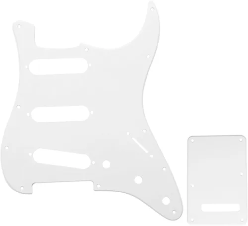 Miniatura 11 de Juego de carcasa para guitarra eléctrica Musiclily SSS 11 agujeros Stratocaster para Fender, hecho en México/EE. UU., crema (1Ply Cream)