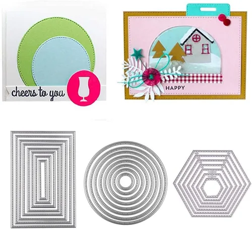 Miniatura 4 de U/D Cliay - 32 moldes de plantillas de metal para plantillas de corte, 4 formas diferentes para álbumes de recortes, álbumes, manualidades de papel