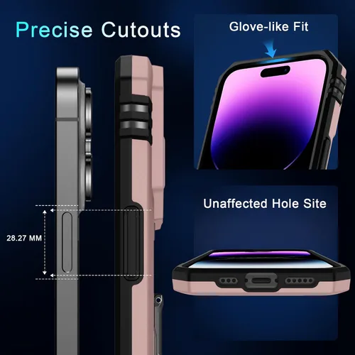 Miniatura 37 de DEERLAMN Funda para iPhone Xs Max con funda deslizante para cámara + protector de pantalla, soporte giratorio de anillo de grado militar a prueba