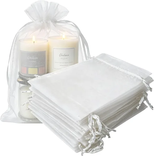 Miniatura 31 de Paquetes de 50 bolsas de organza de regalo de 4 x 6 pulgadas, cordón negro a granel para baby shower, Navidad, cumpleaños de profesores, recuerdos
