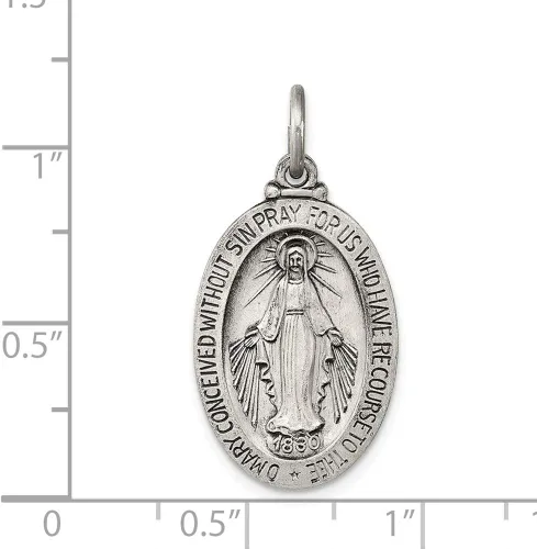 Miniatura 2 de Colgante de plata de ley 925 con diseño vintage de Virgen María antigua y reza por nosotros medalla milagrosa medalla de maría 1102in x 0748in Metal