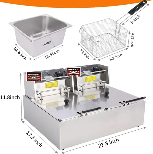 Miniatura 2 de FROTH & FLAVOR Freidora 12 ltrs para papas fritas 6+6 Ltrs