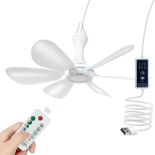 Miniatura 12 de Mini ventilador de techo pequeño USB silencioso camping opcional emergencia portátil colgante al aire libre Gazebo Canopy Ventiladores silenciosos