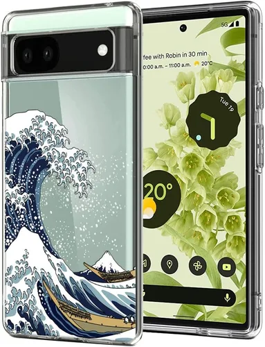 Miniatura 18 de Unov Funda para Pixel 6a, transparente con diseño, ajuste delgado, buen agarre, funda de teléfono en relieve, cubierta protectora a prueba