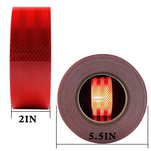 Miniatura 2 de Cinta reflectante de 2 pulgadas de ancho y 75 pies de largo de alta intensidad roja reflectora de remolque de seguridad para vehículos, camiones