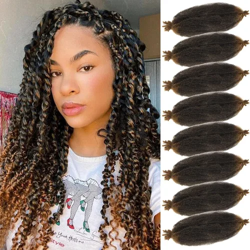 Miniatura 13 de Cabello Rizado Afro Elástico 8 Paquetes Cabello Trenzado Marley Twist Cabello Spring Twist Pre-Separado para Locs Falsos Cabello de Ganchillo Kinky