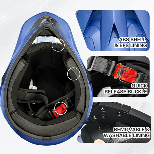 Miniatura 5 de Cascos de motocross para jóvenes, aprobados por DOT, motocross, ATV, todoterreno, cuatro ruedas, cascos de motocicleta BMX con gafas, guantes