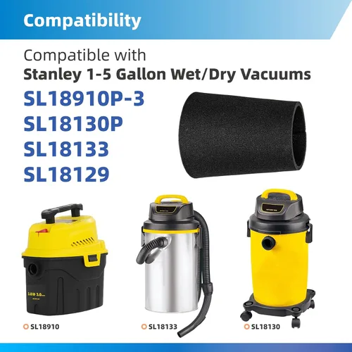 Miniatura 3 de 25-1202 Filtro de espuma compatible con Stanley 1-5 galones de aspirador húmedo/seco SL18910P-3, SL18129, SL18133, SL18129