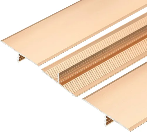 uxcell 3 tiras de transición de piso de moldeo en T de aluminio, 35.4 pulgadas, tira de transición de puerta/azulejo/alfombra a azulejos, borde de
